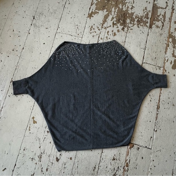 Velvet Rhinestone Studded Casmere Dolman Sleeves Sweater Petite - Picture 3 of 13